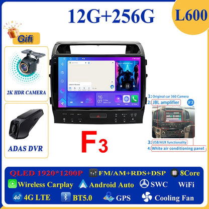 Central Multimídia Android 16 para Toyota Land Cruiser 11 200 2007-2015