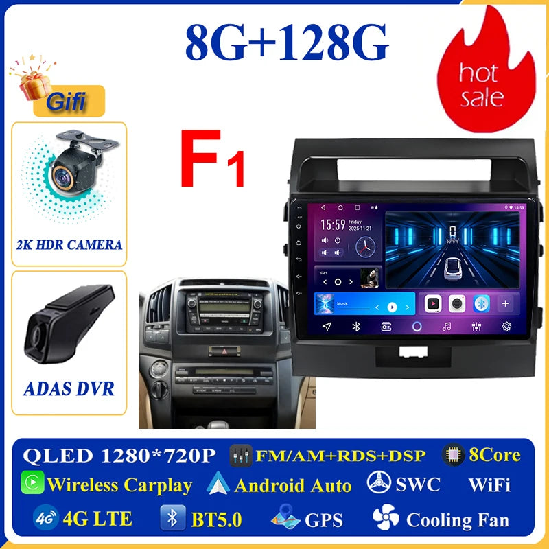 Central Multimídia Android 16 para Toyota Land Cruiser 11 200 2007-2015