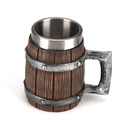 Caneca de Cerveja de Tambor de Madeira