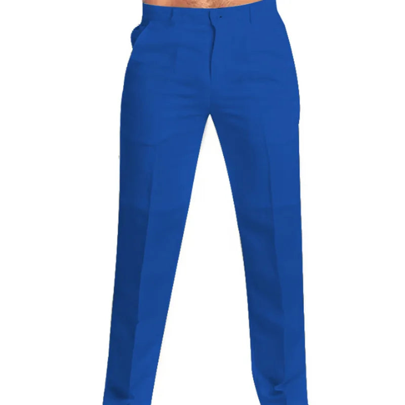 Calça masculina de linho com bolso reto na parte inferior