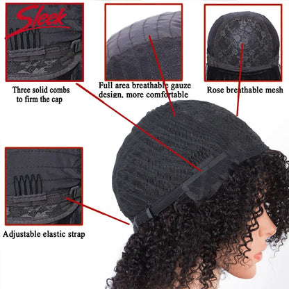 Peruca Afro Kinky Cacheada em Cabelo Humano