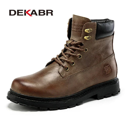 Botas de cano curto Dekabr clássicas de outono/inverno em couro genuíno