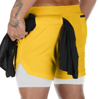 Calções Desportivos Masculinos de Dupla Camada