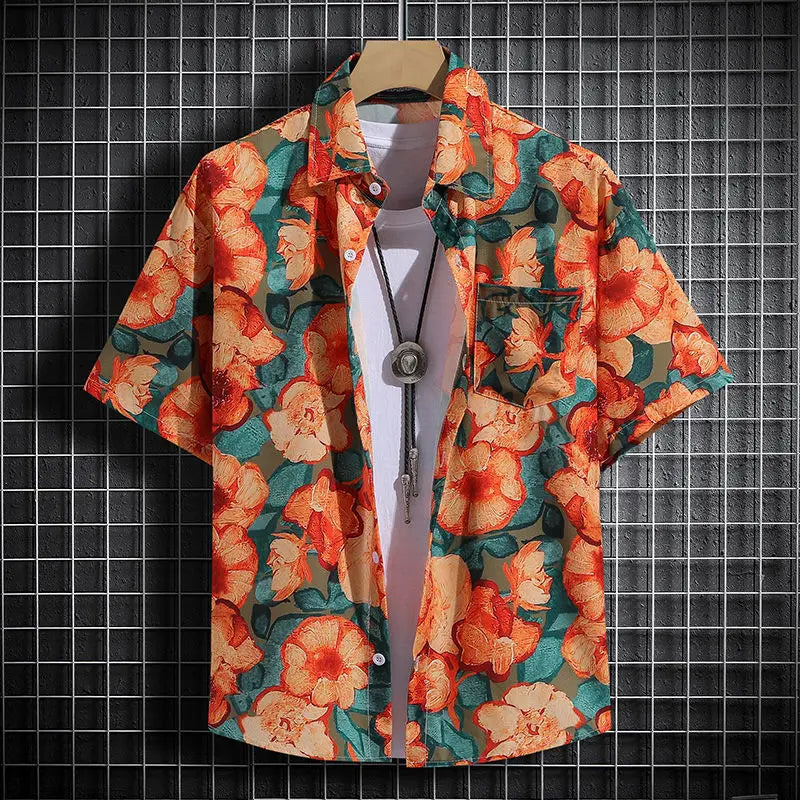 Conjunto masculino havaiano de verão para a praia