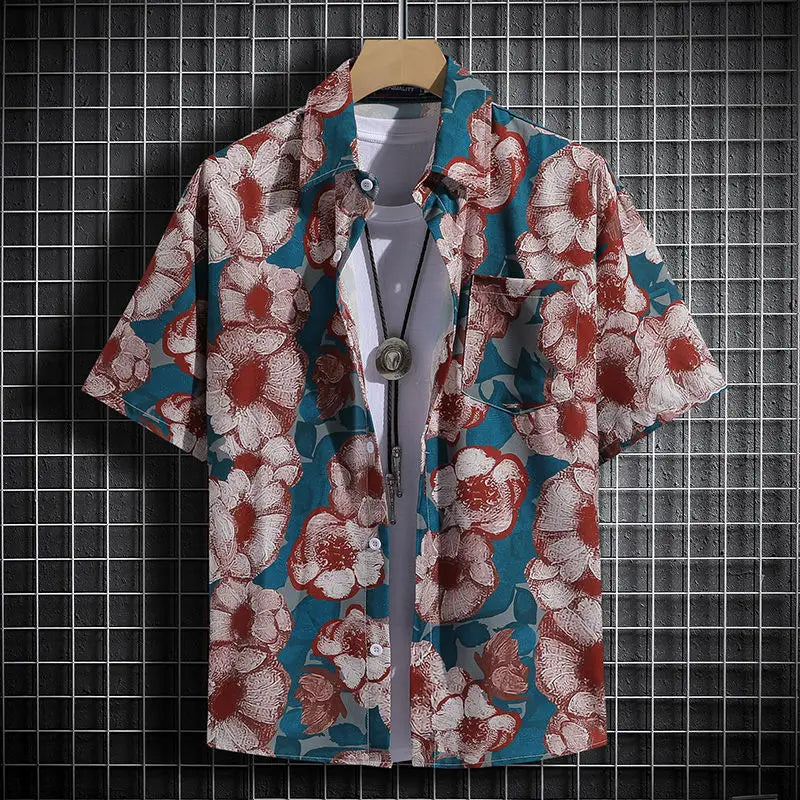 Conjunto masculino havaiano de verão para a praia