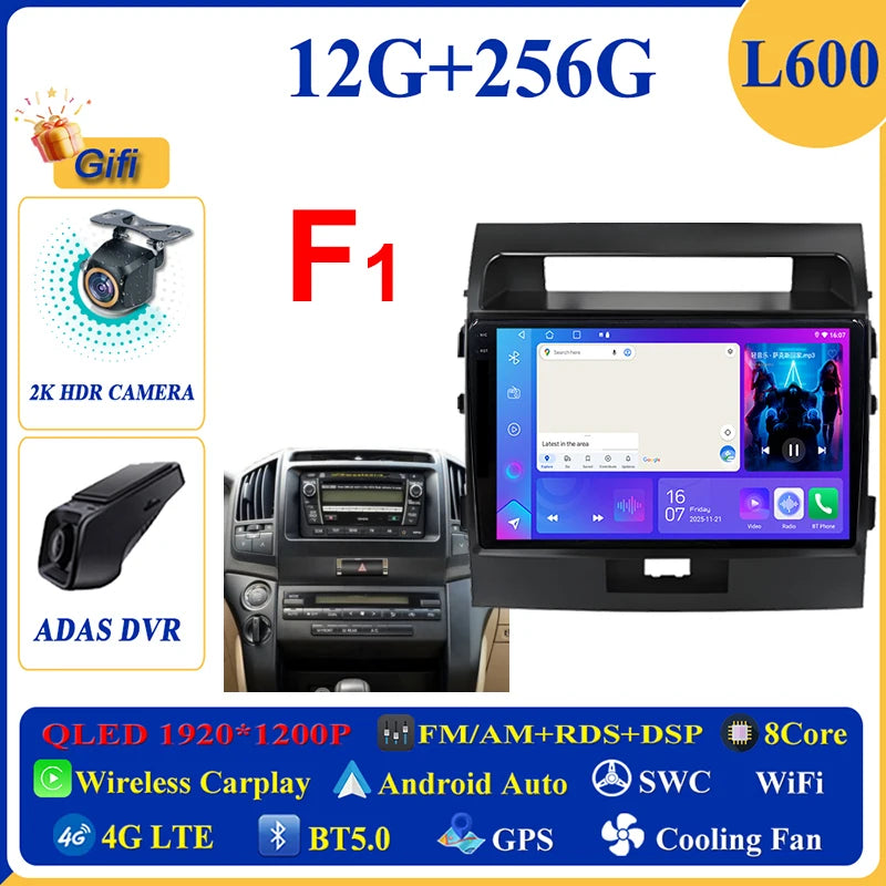 Central Multimídia Android 16 para Toyota Land Cruiser 11 200 2007-2015