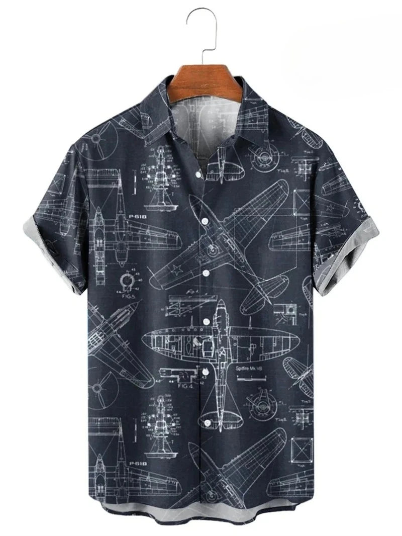 Camisa vintage com estampa de mapa 3D