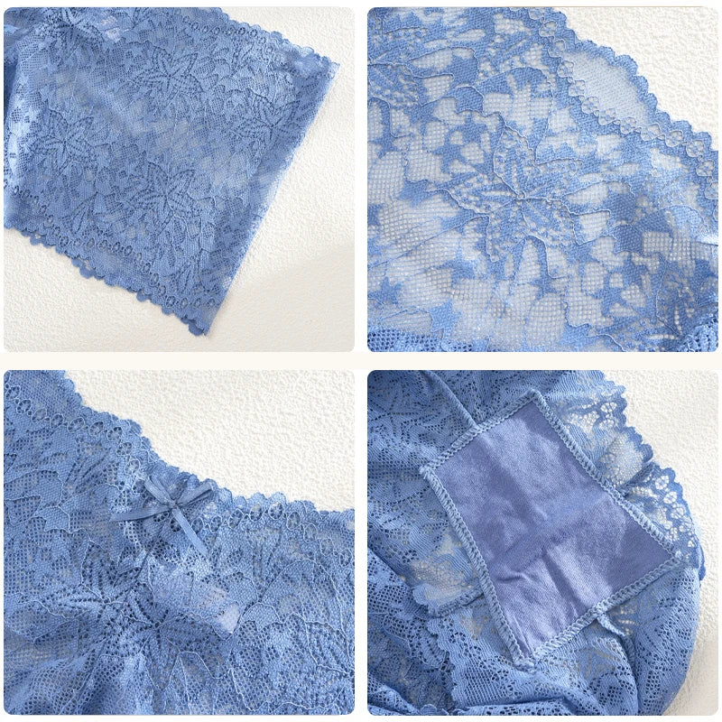 Conjunto de 5 Calcinhas Femininas de Cintura Alta com Renda