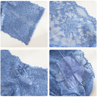 Conjunto de 5 Calcinhas Femininas de Cintura Alta com Renda