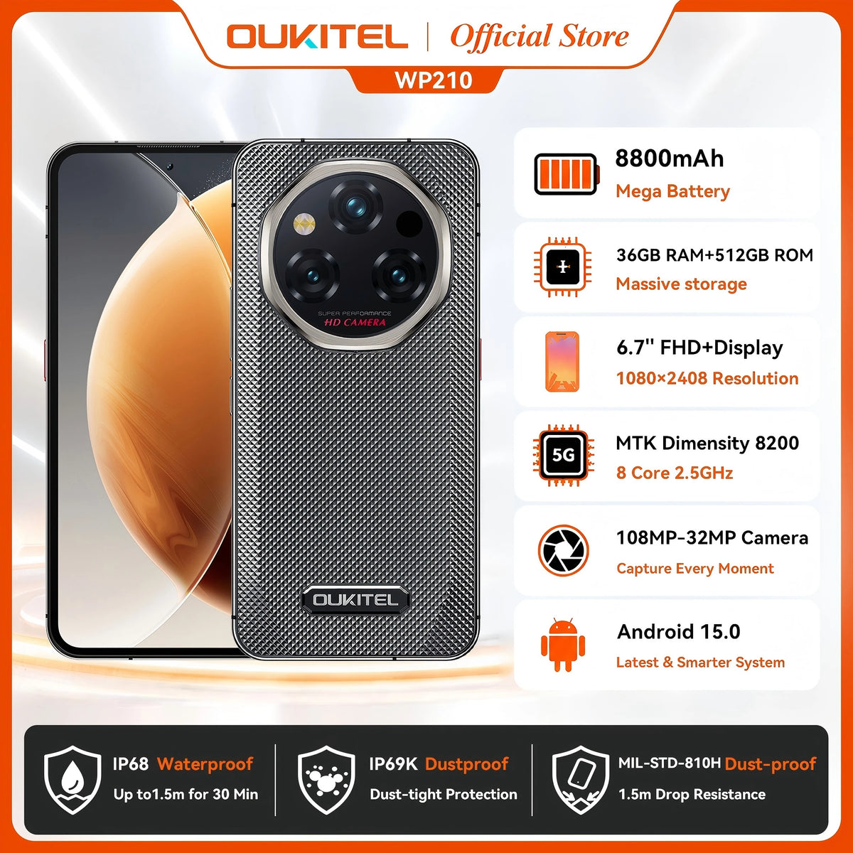 OUKITEL WP210 — Telefone Robusto 5G