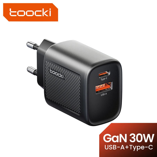 Carregador Toocki GaN USB-C 30 W para Viagem