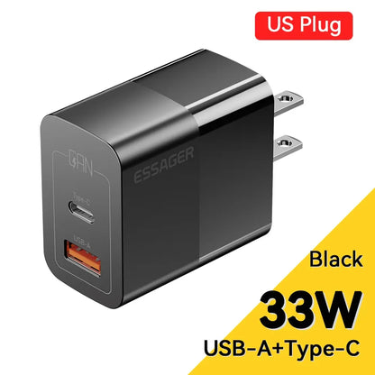 Carregador USB-C Essager, carregamento rápido GaN Type-C PD