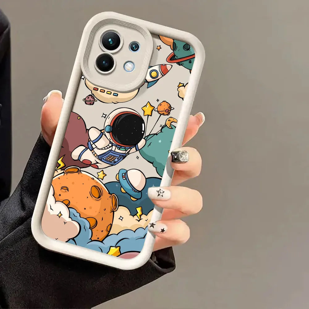 Capa de Silicone Fofa de Astronauta para Xiaomi, POCO e Redmi – Proteção e Estilo