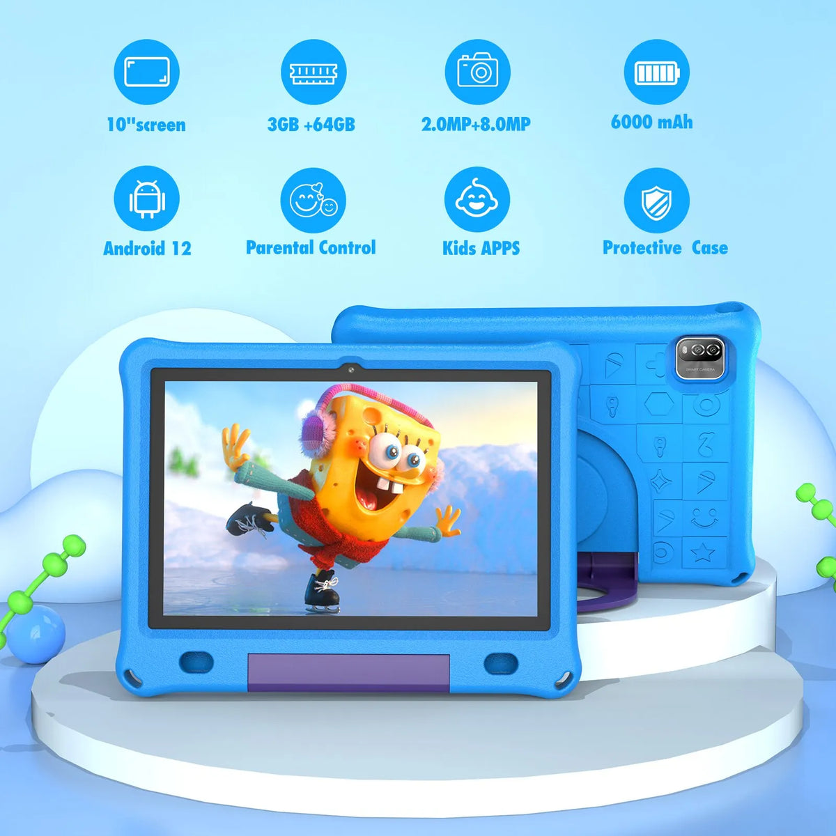 Tablet Infantil PRITOM 10,1” com 3 GB RAM e 64 GB
