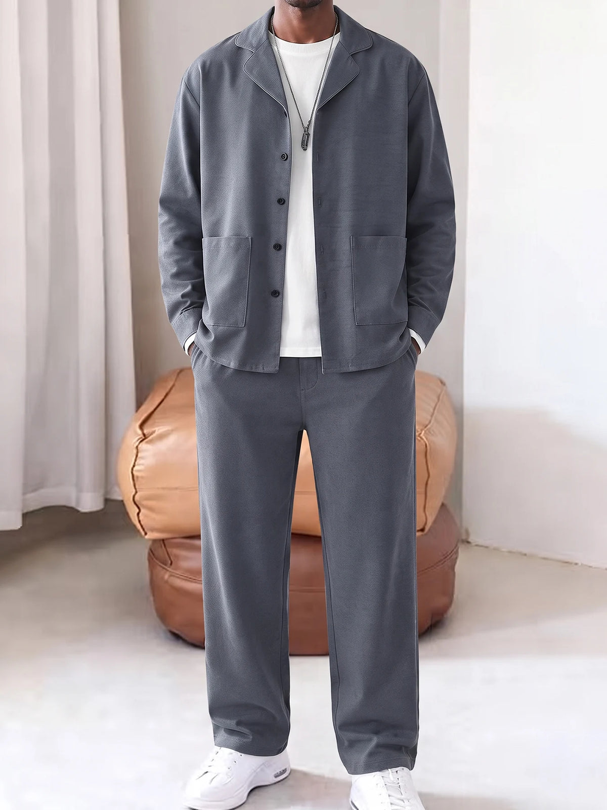 Conjunto Masculino Casual com Calças Retas