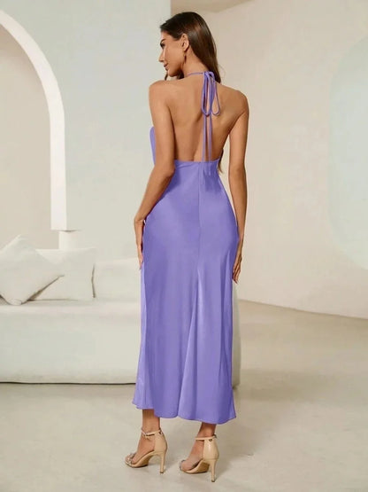 Vestido seda cetim sem alças