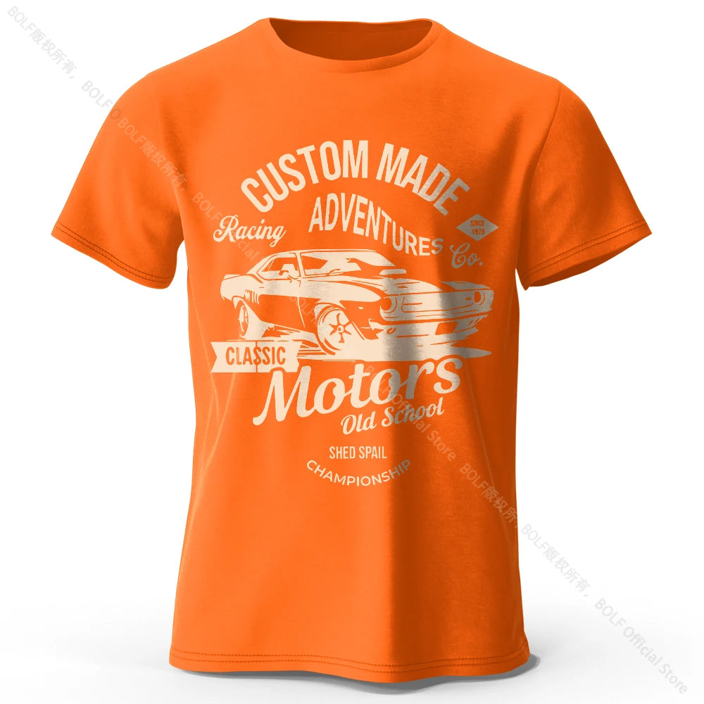 T-shirts com estampa de motor, 100% algodão