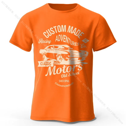 T-shirts com estampa de motor, 100% algodão