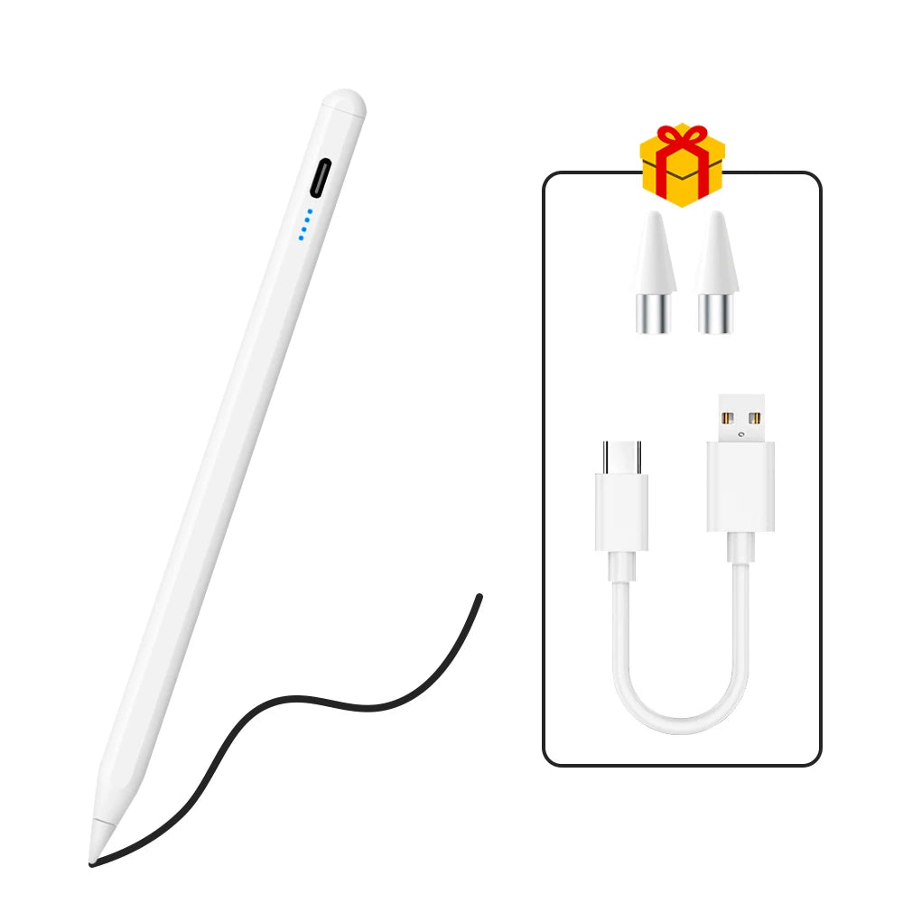 Caneta Stylus Magnética Universal QUKAM — 4 LEDs, USB-C, Sem Bluetooth e 2 Pontas
