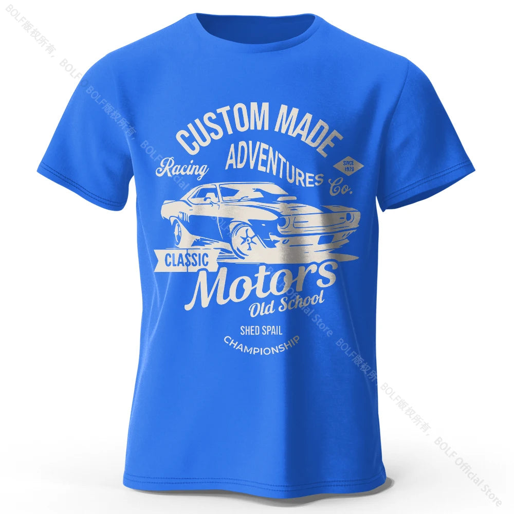T-shirts com estampa de motor, 100% algodão