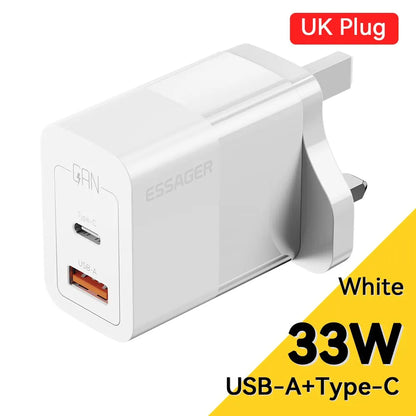 Carregador USB-C Essager, carregamento rápido GaN Type-C PD