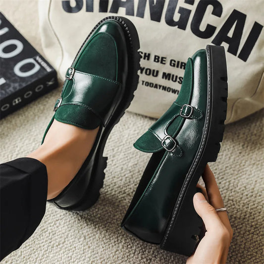 Mocassins de couro de sola grossa estilo britânico