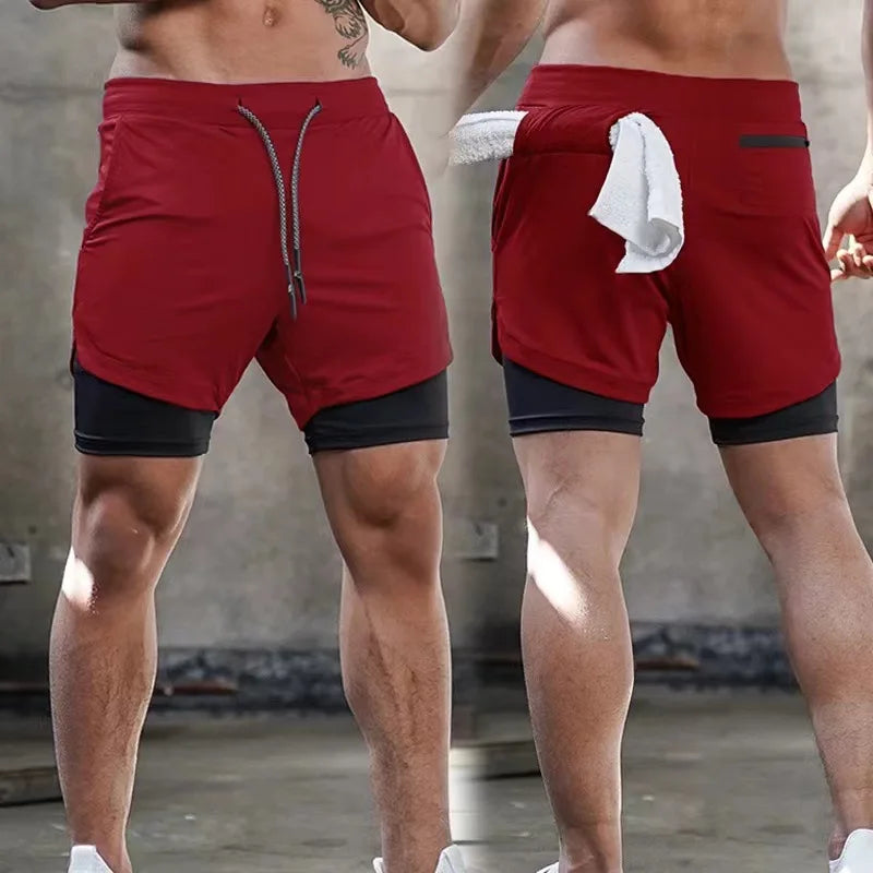 Calções Desportivos Masculinos de Dupla Camada
