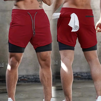 Calções Desportivos Masculinos de Dupla Camada