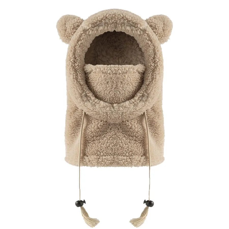 Gorro infantil de peça única com proteção quente para orelhas e pescoço