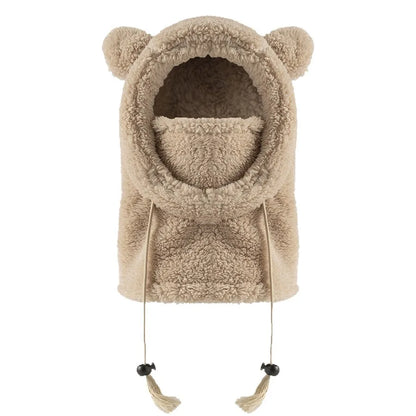 Gorro infantil de peça única com proteção quente para orelhas e pescoço
