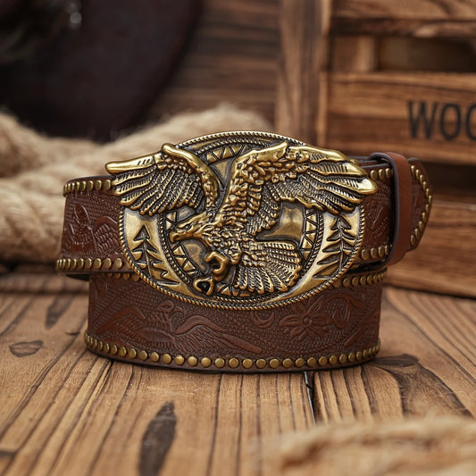 Cinto Unissex Western Vintage em Couro PU com Fivela