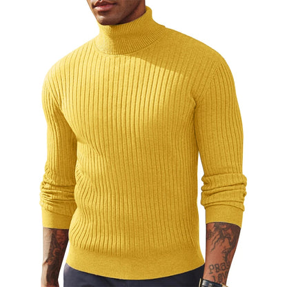 Camisola Masculina de Gola Alta em Malha — Outono e Inverno