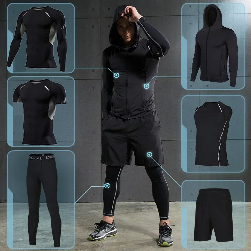 Conjunto Masculino de Compressão — Treino, Corrida e Fitness