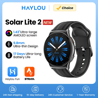HAYLOU Solar Lite 2 — Smartwatch com Ecrã AMOLED de 1,43"