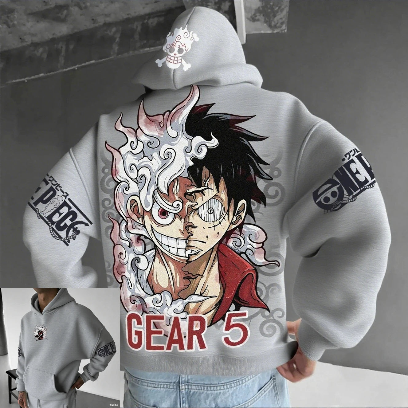 Moletom unissex de anime, modelo Luffy Gear 5 Nika