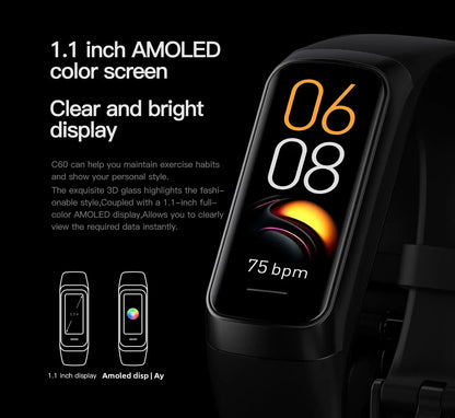 Relógio inteligente de 1.1 Polegada amoled