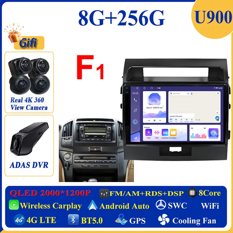 Central Multimídia Android 16 para Toyota Land Cruiser 11 200 2007-2015
