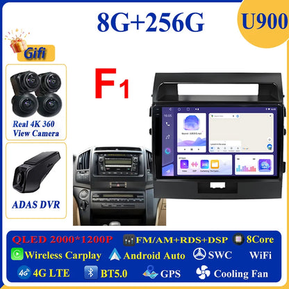 Central Multimídia Android 16 para Toyota Land Cruiser 11 200 2007-2015