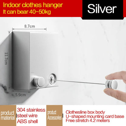 Varal retrátil de aço inoxidável