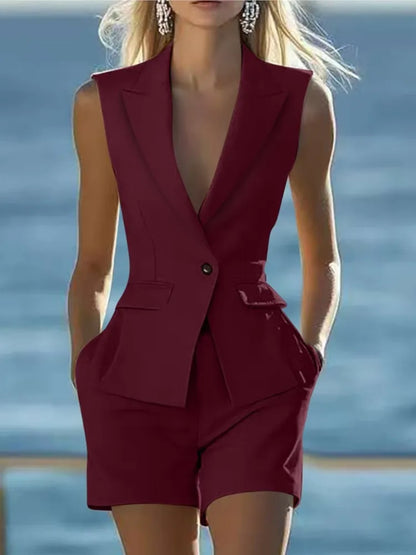 Conjunto elegante feminino colete sem mangas