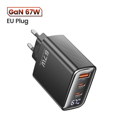 Carregador com Display Digital Toocki 67W GaN