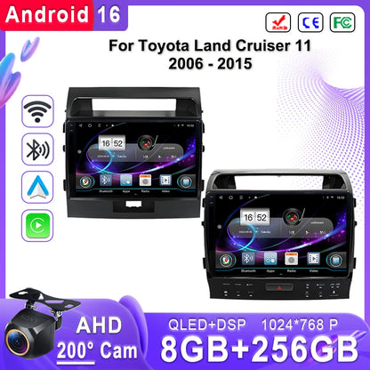 Central Multimídia Android 16 para Toyota Land Cruiser 11 200 2007-2015