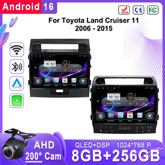 Central Multimídia Android 16 para Toyota Land Cruiser 11 200 2007-2015