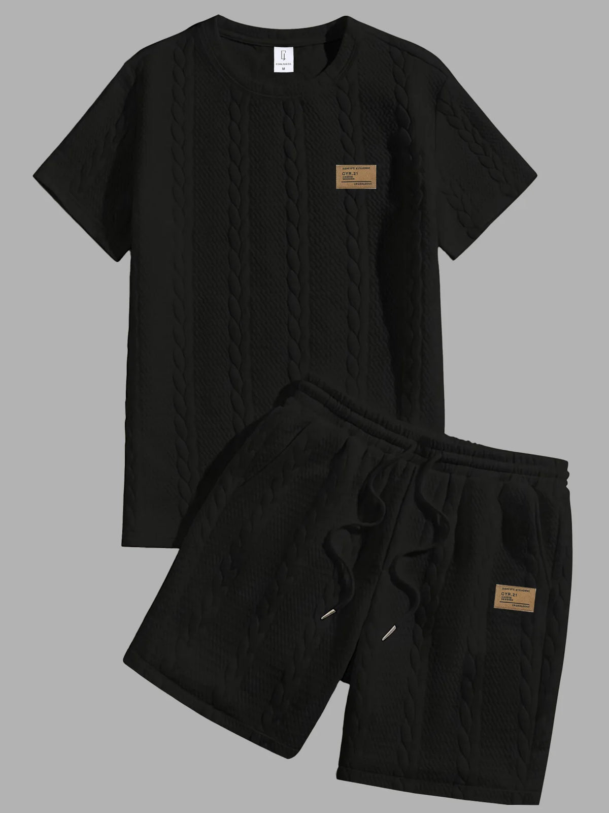 Conjunto Masculino Texturizado de Camiseta e Calções