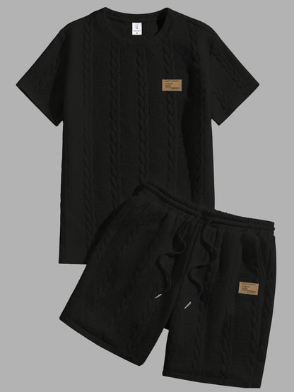 Conjunto Masculino Texturizado de Camiseta e Calções