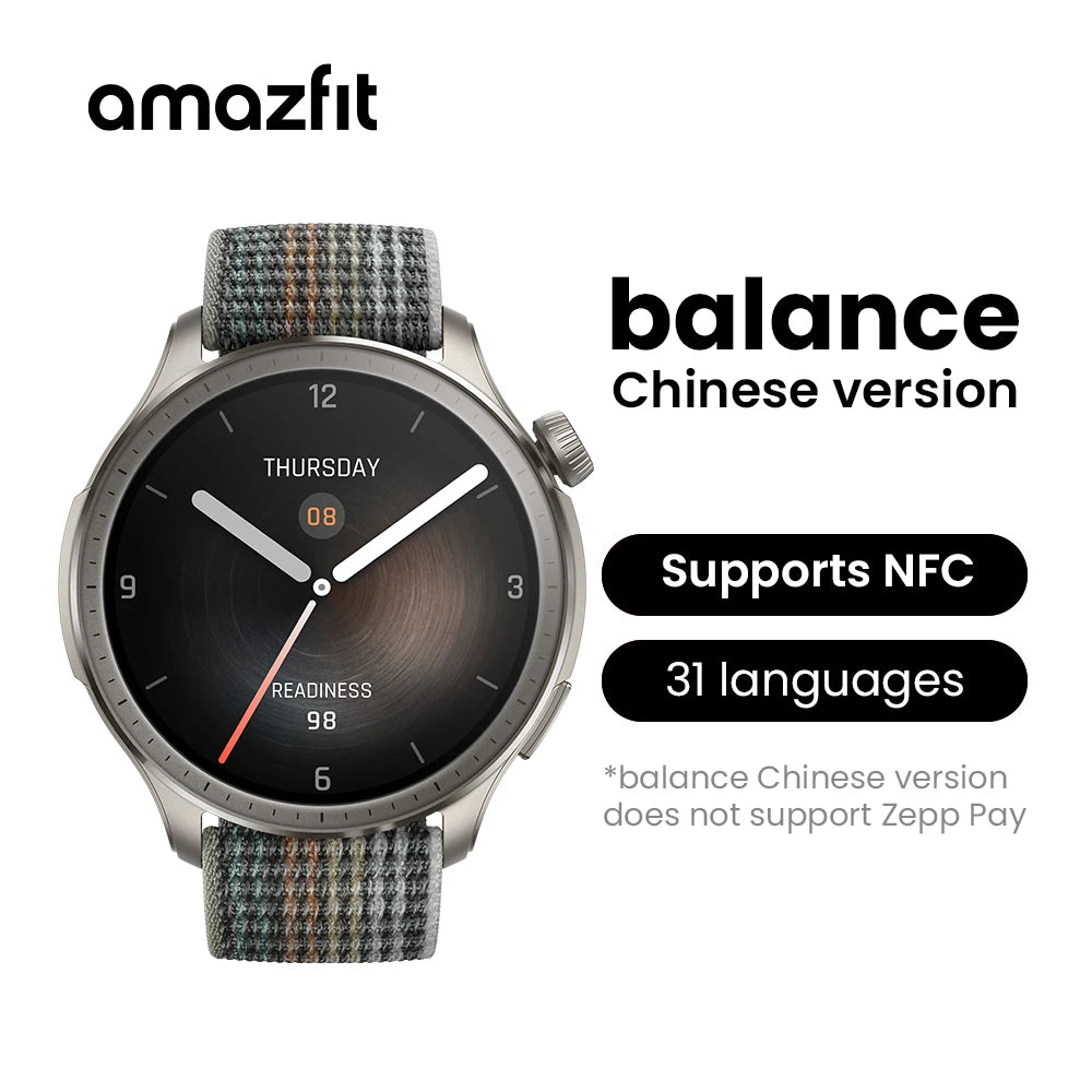 Smartwatch Amazfit Balance de 46 mm oferece mais de 150 modos esportivos