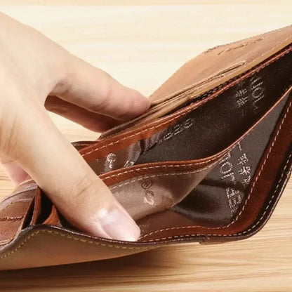 Carteira masculina de couro genuíno com bloqueio RFID