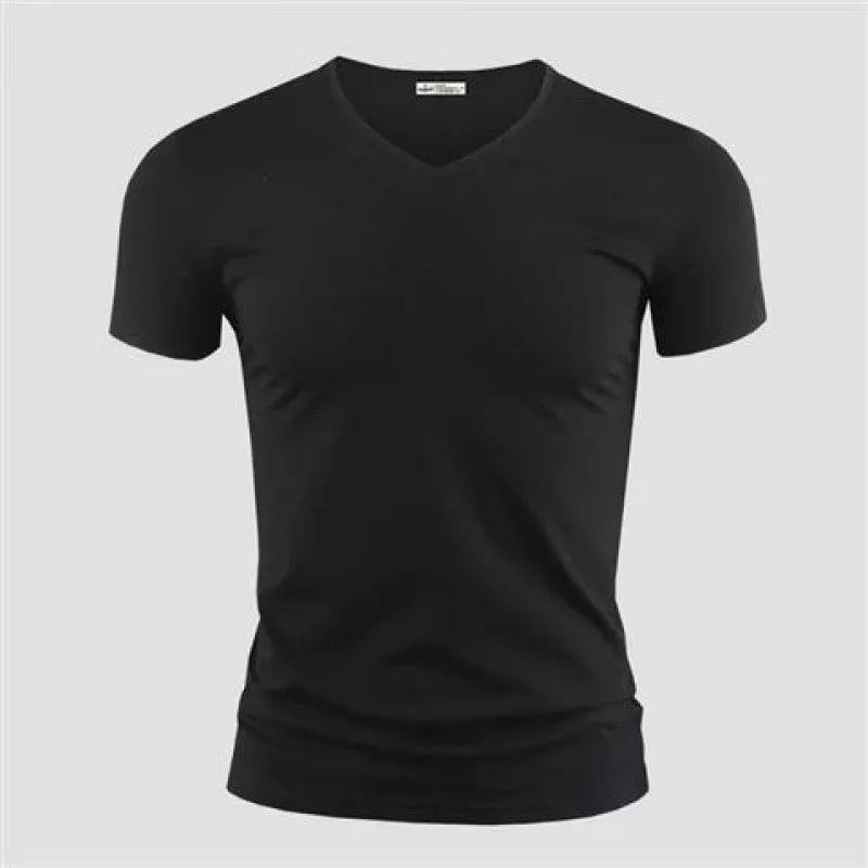 T-shirts cor pura gola V e O