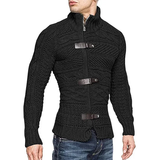 Suéteres masculinos de gola alta para outono/inverno