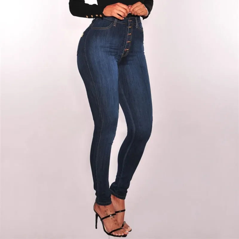 Jeans Femininos de Cintura Alta com Elasticidade — Corte Justo
